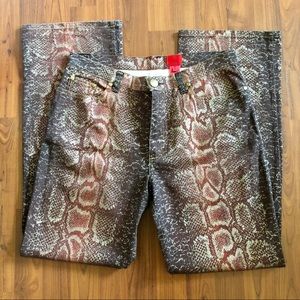 V Cristina Metallic Gold Snakeskin Pants